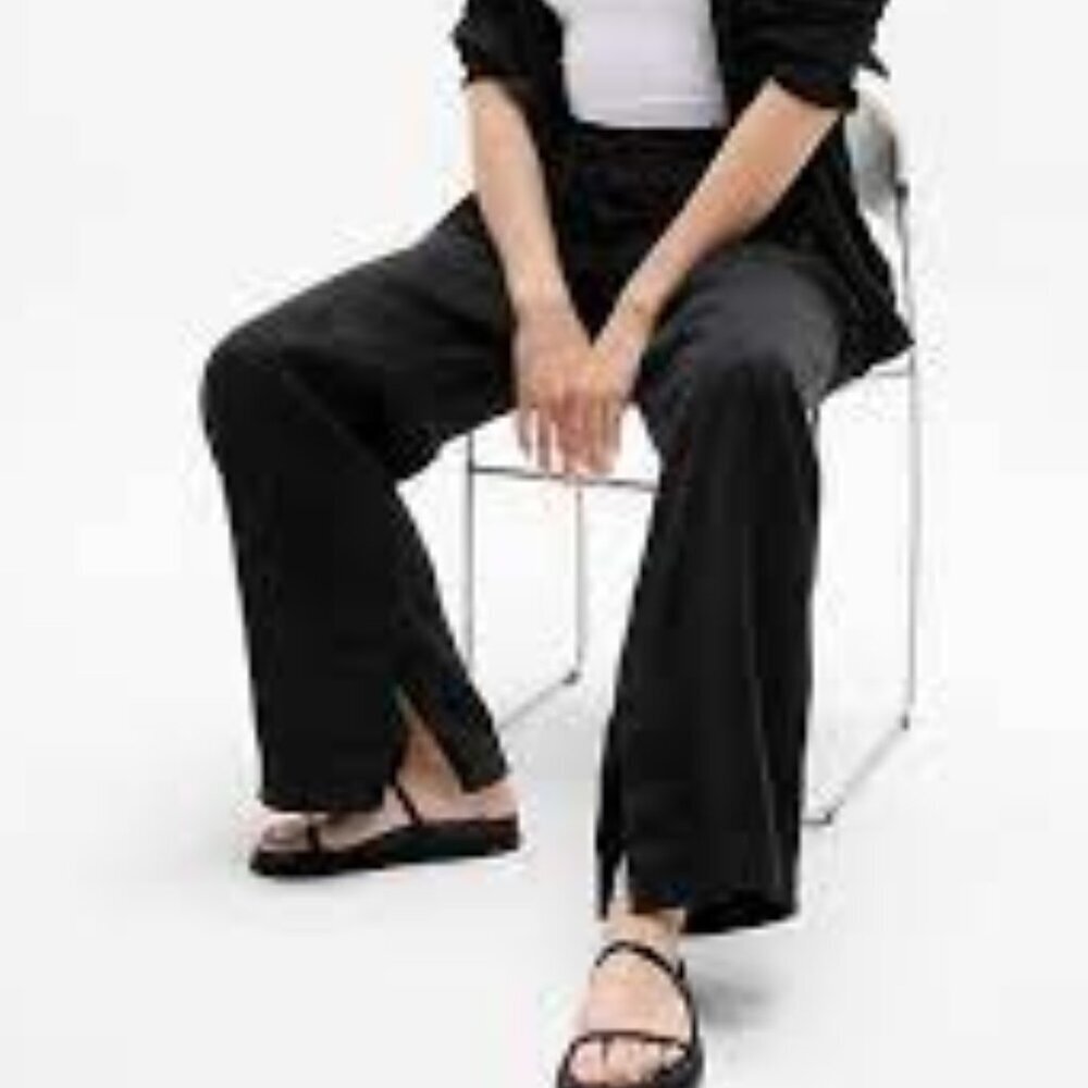 Athleta Retreat 100% Linen High Rise Wide Leg Pant Black Small